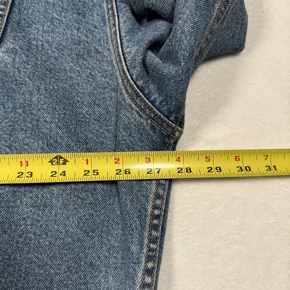 Vintage Tommy Jeans Jacket Mens 2XL Blue Denim Tan Collar Crest Patch 90s - Picture 12 of 14